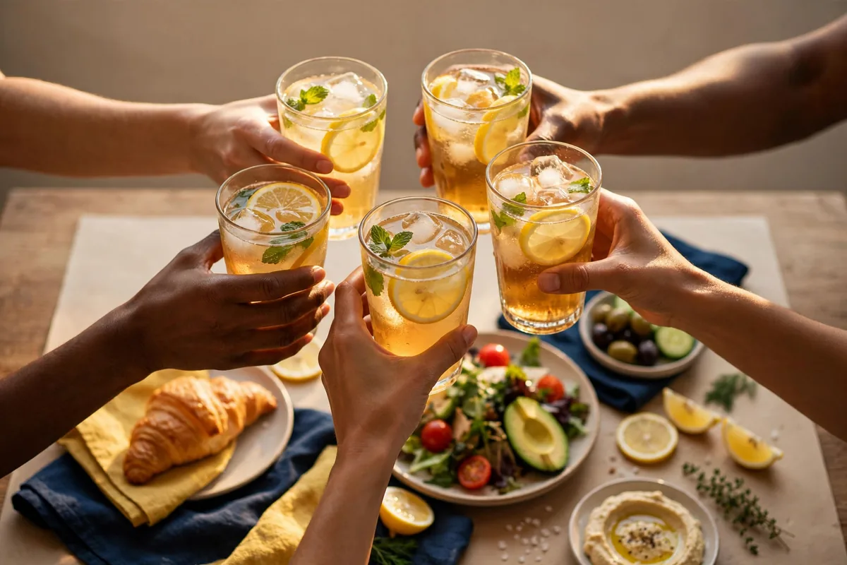 Hands toasting with lemonades