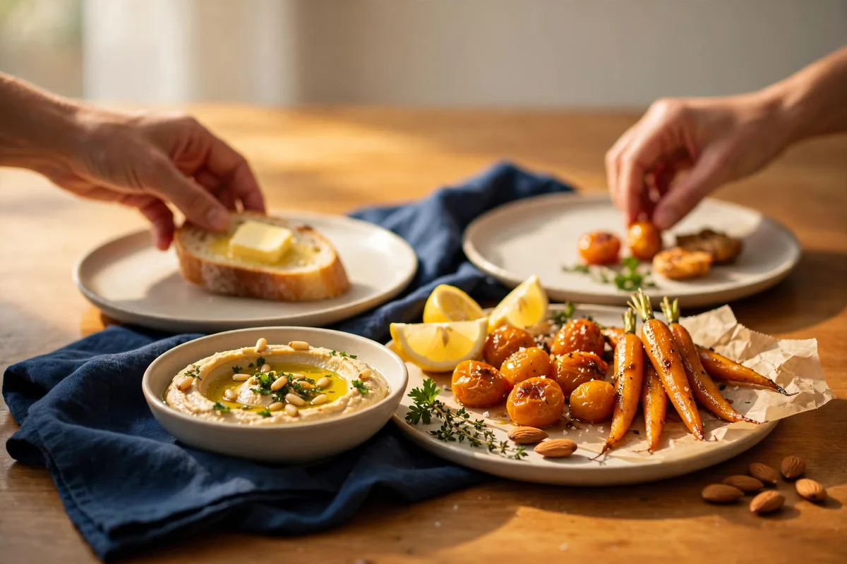 Plates of food on a table